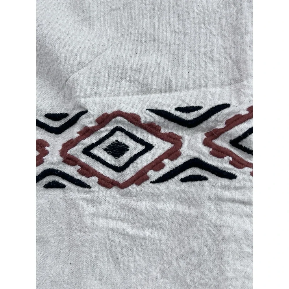 IKEA JATTESLIDE Pillow Covers Set of 2 Cream Geometric Embroidered Tassel 16x23